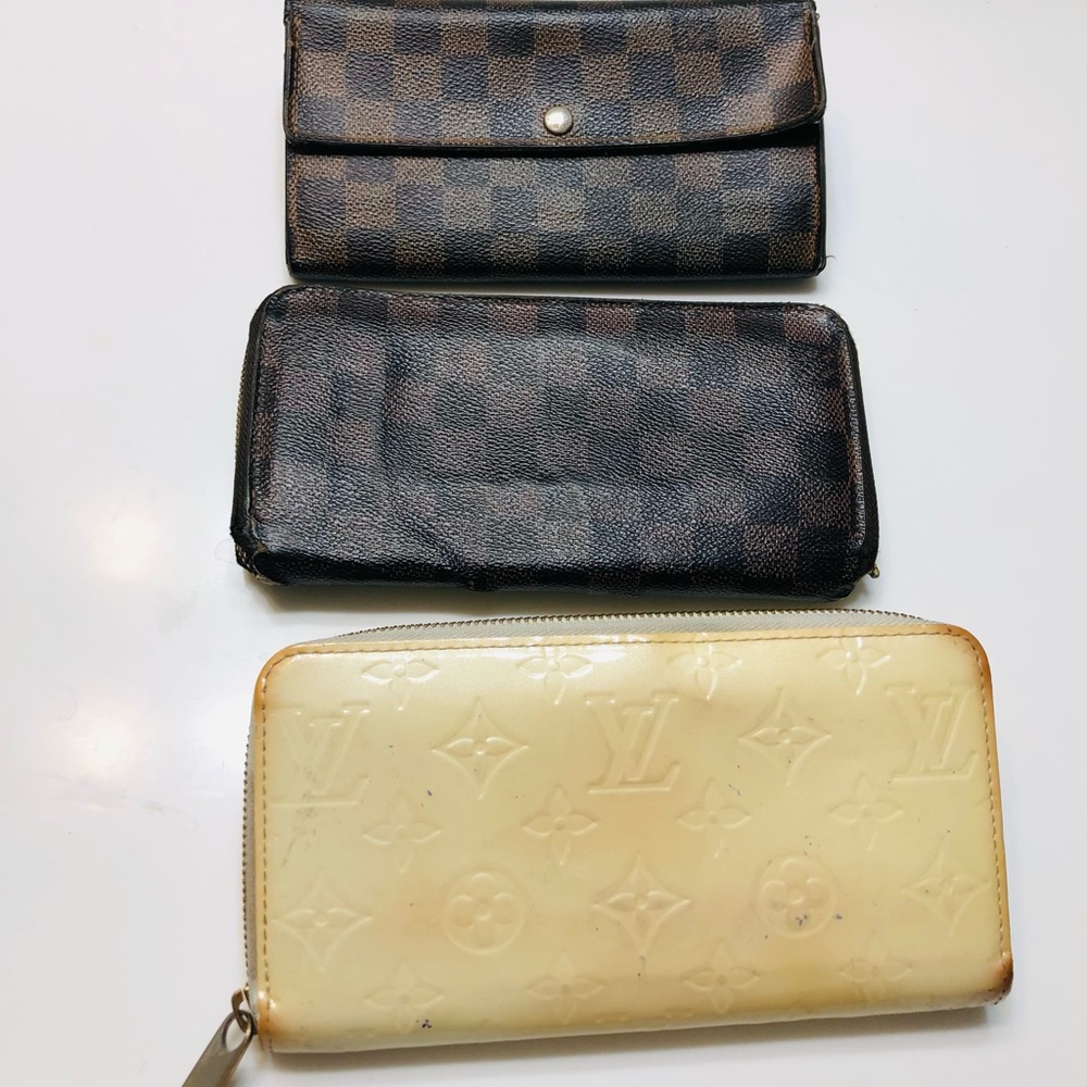GENUINE SET LOUIS VUITTON Monogram Vernis Zippy Sarah Ebene Wallet Lot